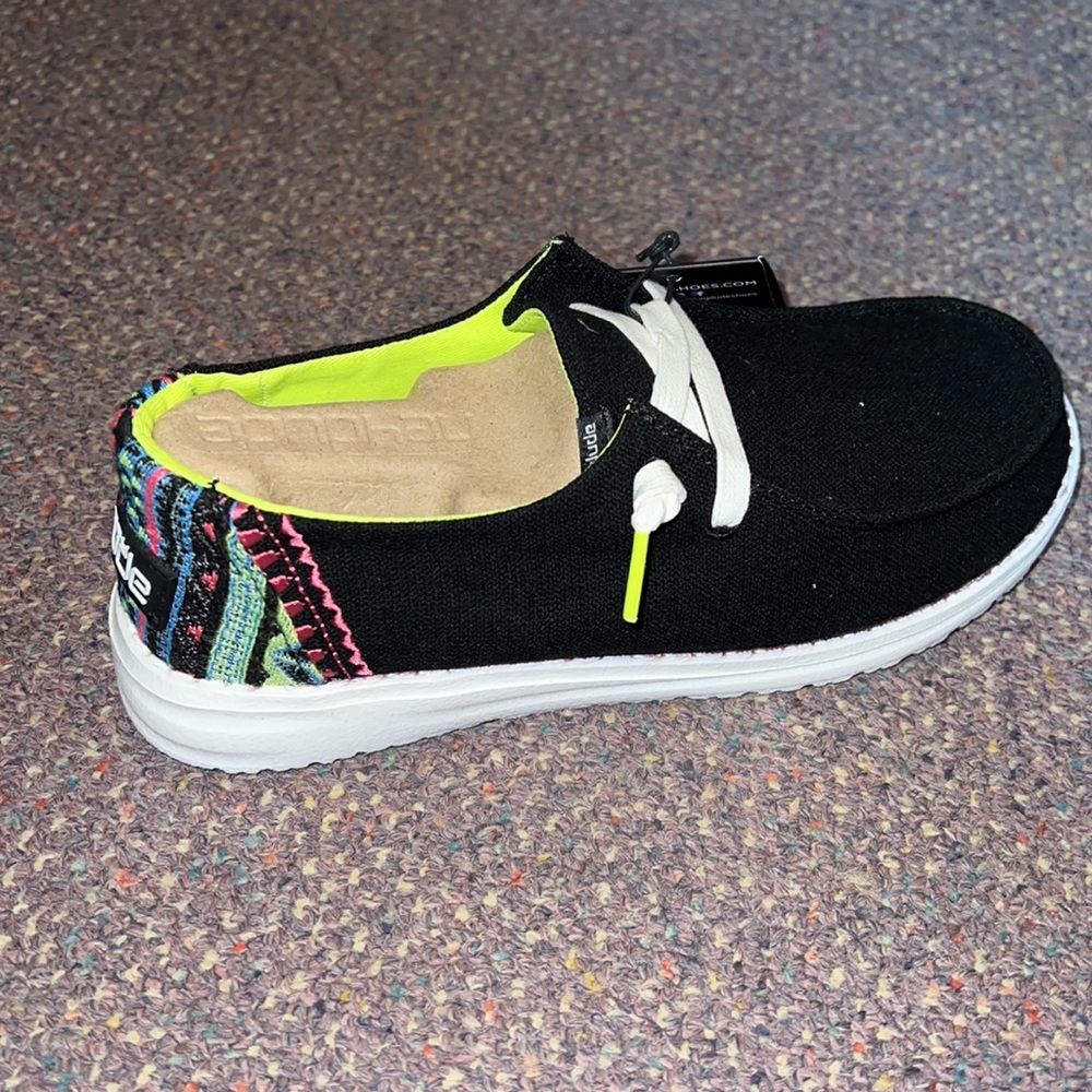 NEW Hey Dude Shoes Womens Wendy Fluo Black Neon